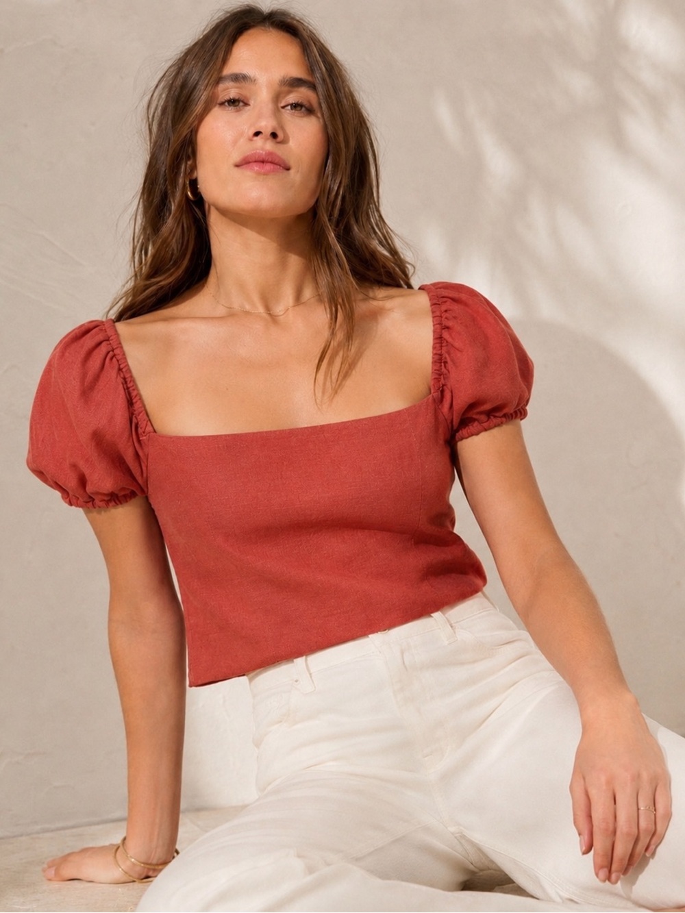 J. Crew Square-Neck Puff Sleeve Crop Top